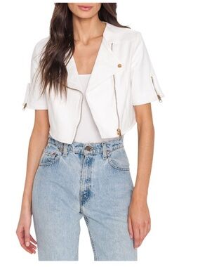 Lamarque Kirsa Cropped White Denim Jacket